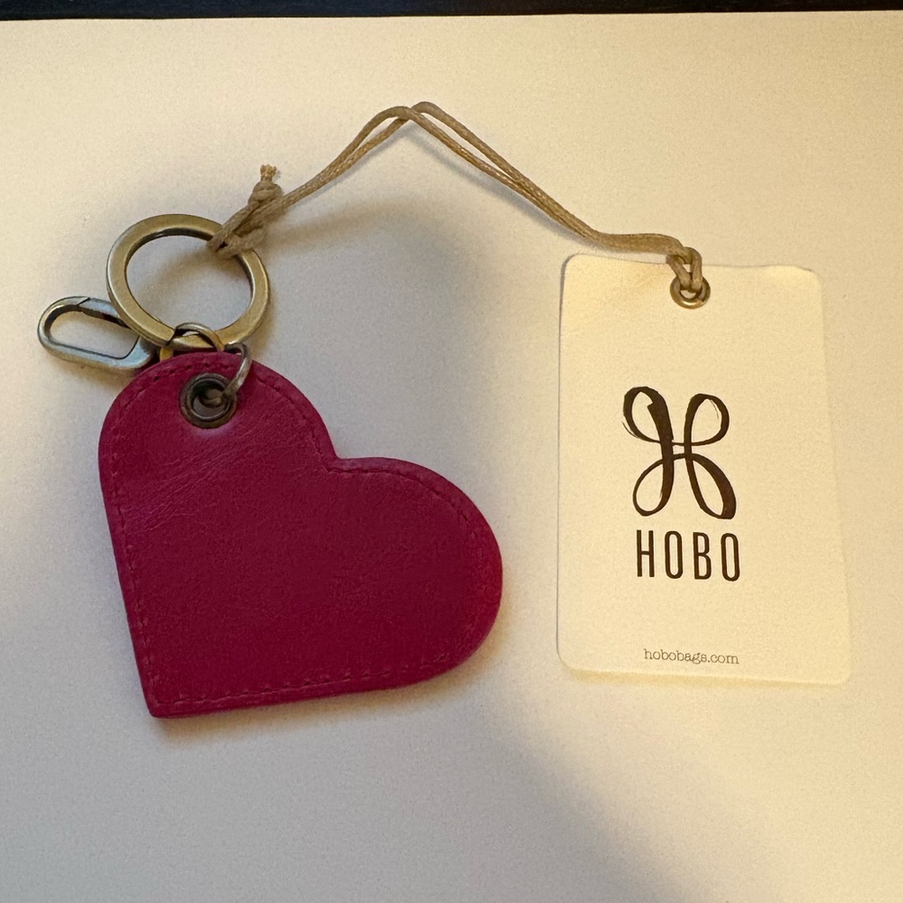 HOBO Magenta Heart Leather Keychain